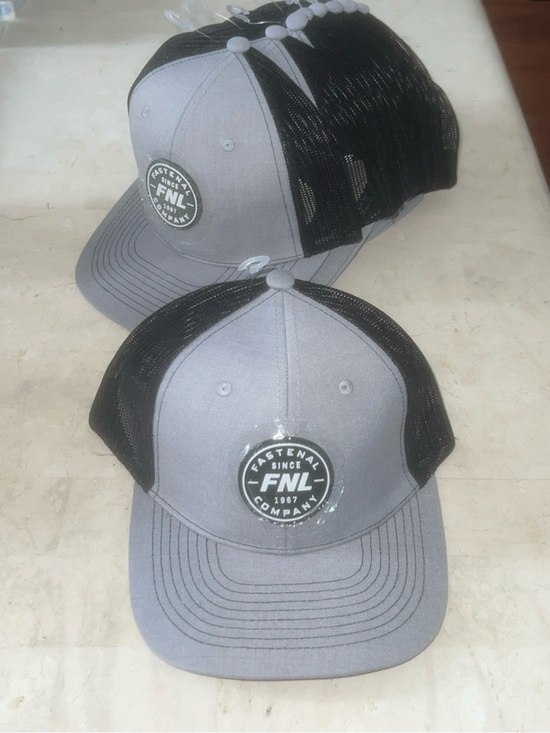 Fastenal Snapback Trucker Hat Cap Mens Gray Black Mesh Back Logo Patch OSFM NEW